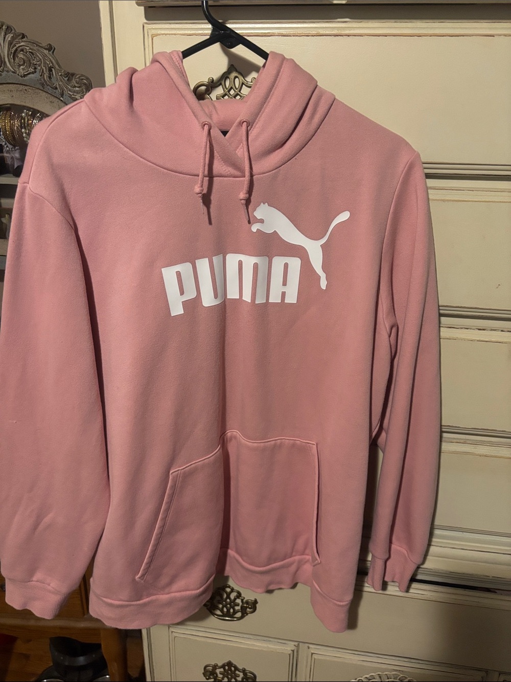 Puma Men's Pink Crewneck Hoodie with White Logo